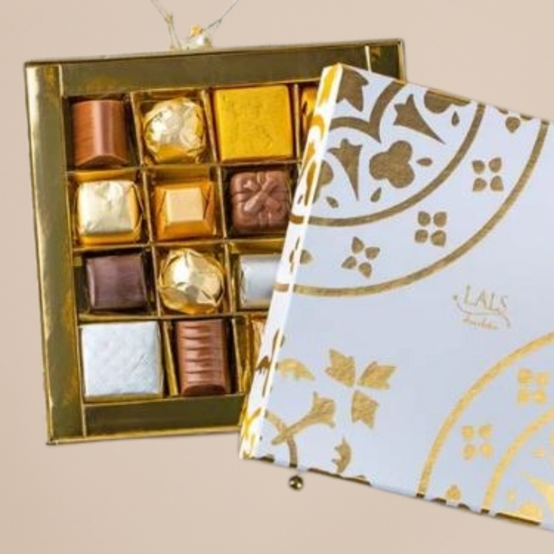 Assorted Chocolates in Ivory Motif Box 12pcs